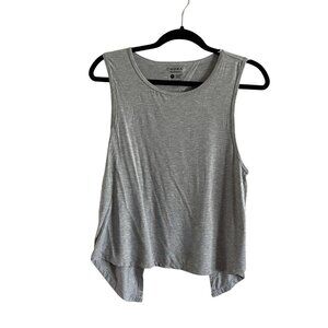 Kora Women M Gray Stretch Lightweight Athletic Workout Open Back Tank Top NWT